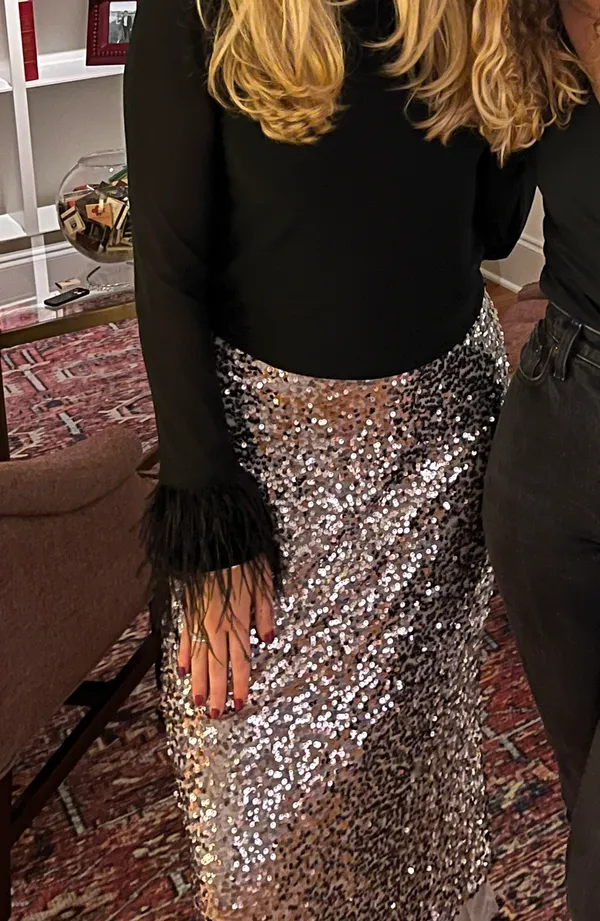 Silver Sequin Skirt Size M - Image 2