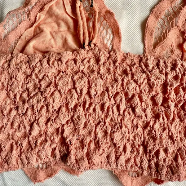 Free People FP One Adella Lace Bralette, Faded Coral, Size S, VGUC - Image 5