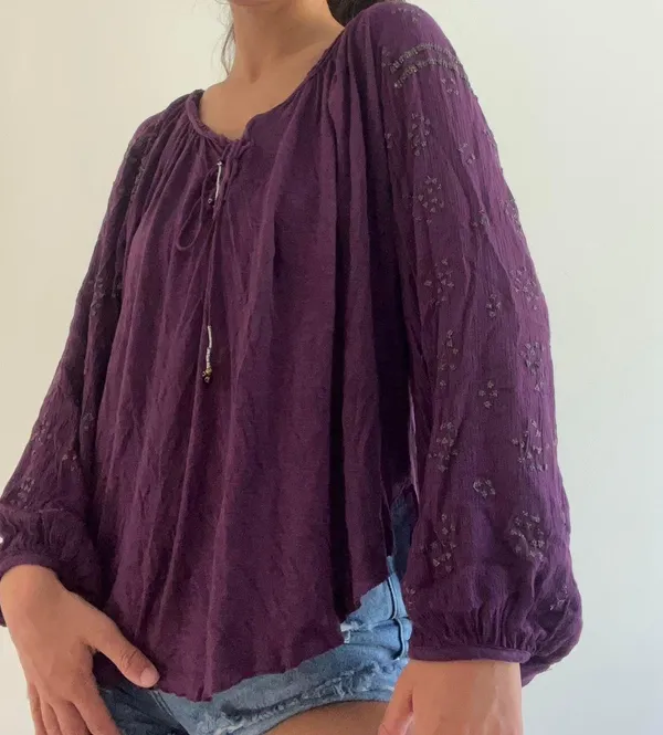 Free People Purple Boho top Embellished - Image 4