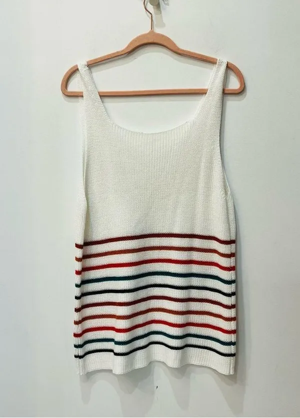 Boutique Colorful striped tank top size Large vneck sweater - Image 2