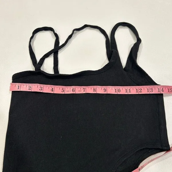 FP Movement Black Ribbed Double Strap Crop Cami Tank Top Small - Image 5