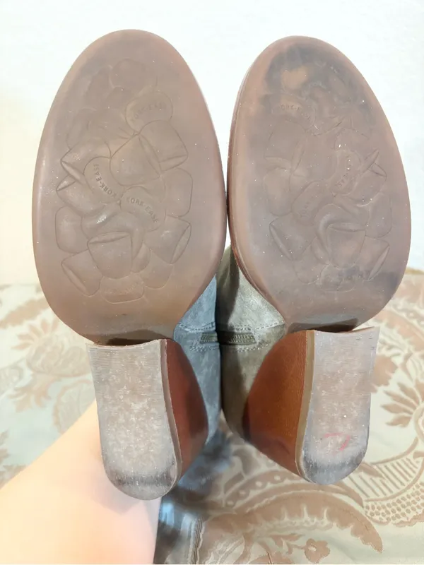 Kork Ease Natalya Gray Distressed Nubuck Leather Stacked Wedge Bootie Heel Sz 8 - Image 10