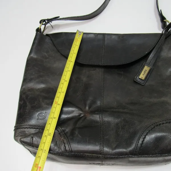 Born Black Leather Shoulder Bag Flip Opening Boho Classic Goth Minimalist - Image 6