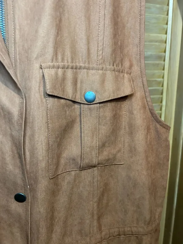 Staccato Womens Rust Faux Suede Utility Anorak Vest size L - Image 5