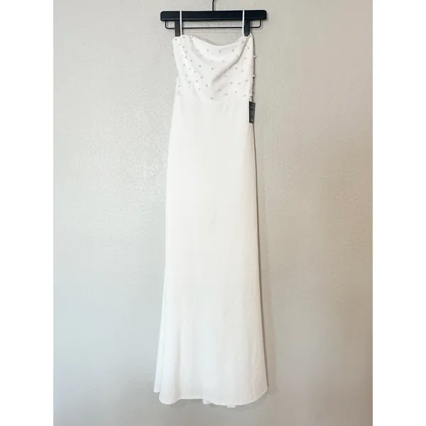 Lulus White Pearl Strapless Maxi Dress Mermaid Gown Bridal Event NWT Size M - Image 2