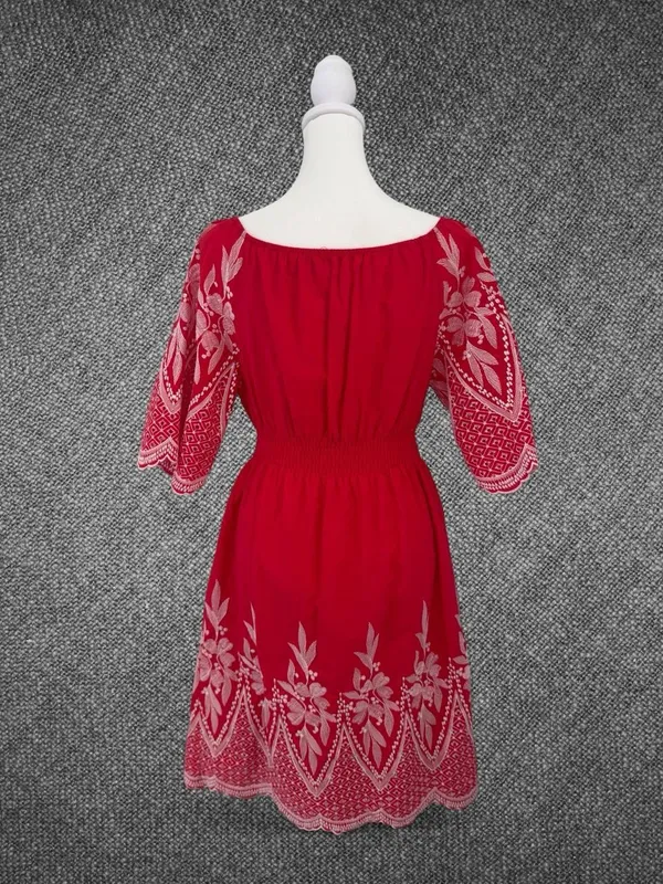 Kindred Embroidered Off-The-Shoulder Boho Mini Dress Size M - Image 8