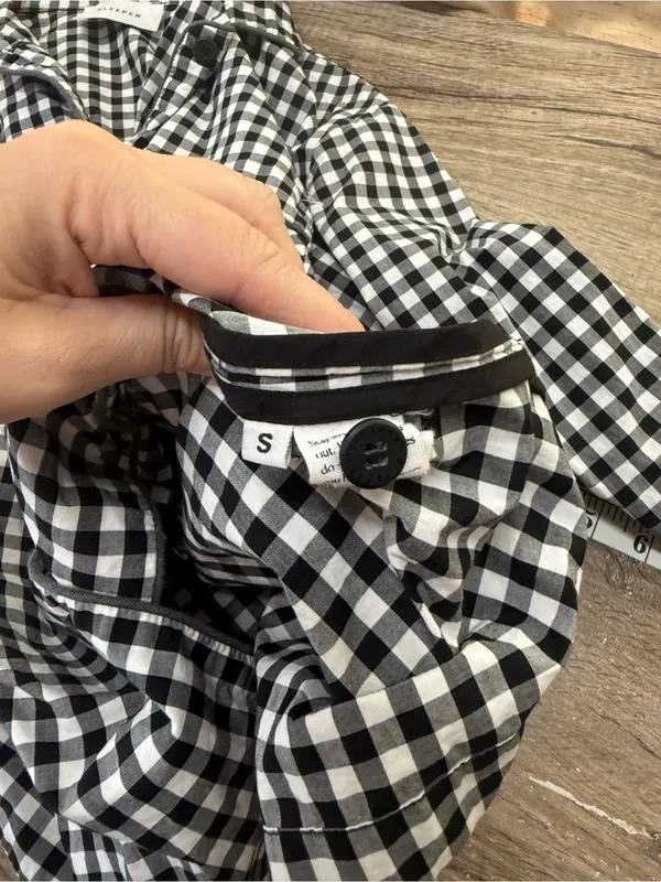 Sleeper black and white gingham long sleeve top size small - Image 4