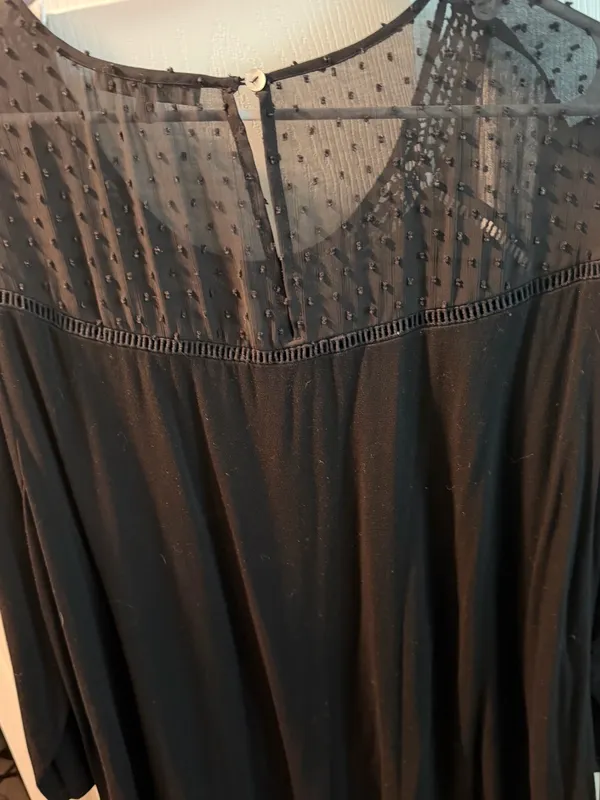 Daniel Rainn Black Crochet-Front Sheer Yoke Top - Image 2