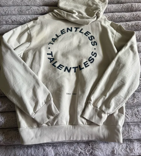 TALENTLESS Cream Hoodie with Circle Logo - Image 2