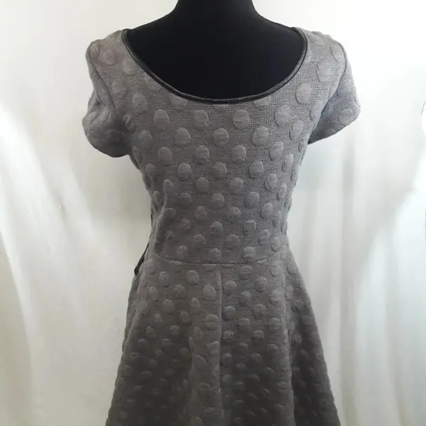 Anthropologie THML Skater Flare Dress Grey Polka Dot M v6x - Image 3