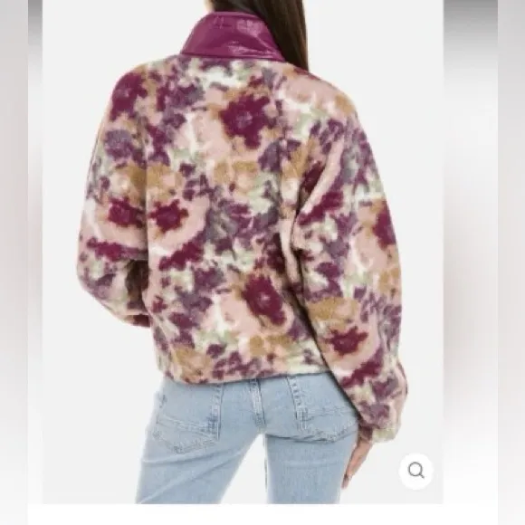 Calme by Johnny Was Purple Floral Printed Fleece‎ Jacket size small - Image 2