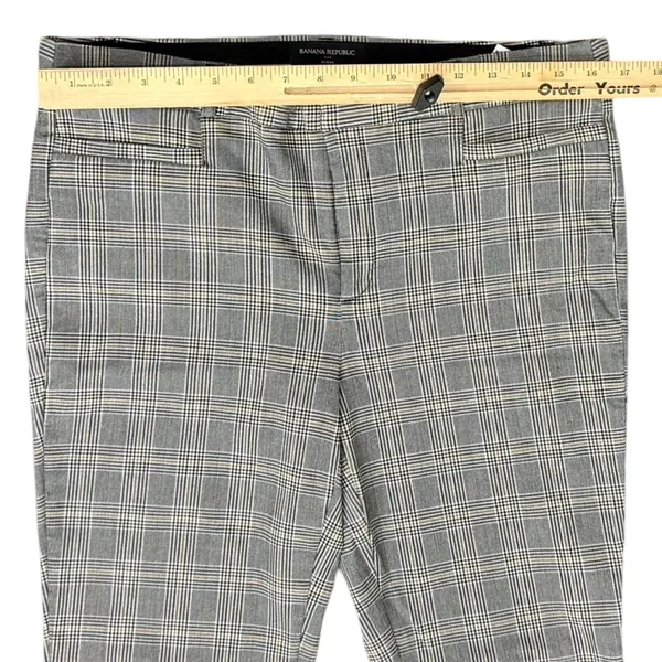 Banana Republic Sloan Plaid Black Tan Slim Leg Trousers Pants size 12 Pockets - Image 3
