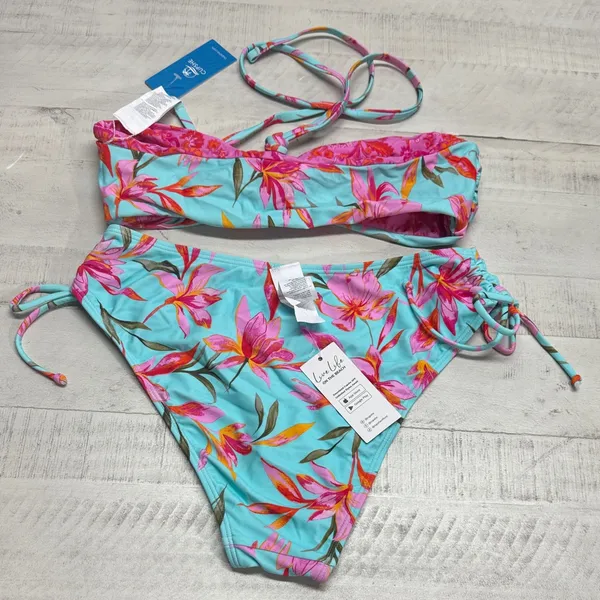 BOGO Cupshe Sunrise Flora Reversible Scoop Bikini Top & Standard Bottoms Set - Image 7