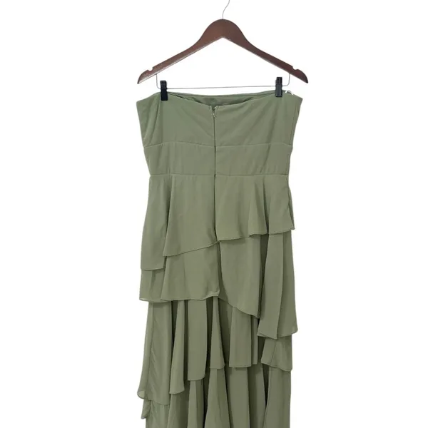 Lulus Gorgeous Essence Sage Strapless Tiered Maxi Dress size Large NWT - Image 7