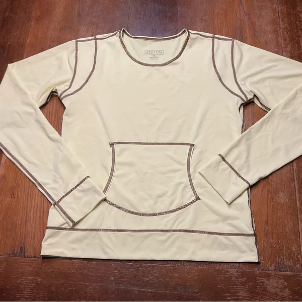 Athleta Long Sleeve Summer Shade Rash Guard Top Yellow/Greenish Sz XS - Image 2
