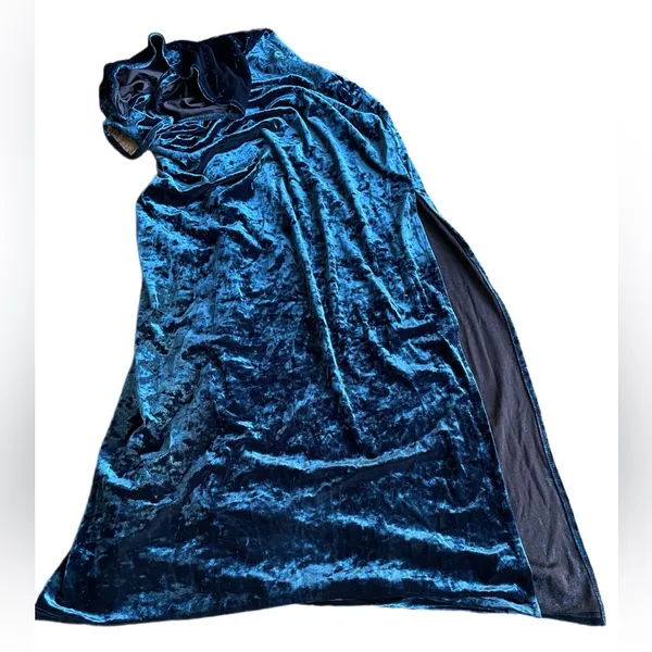 Lilac Wine Teal Blue Crushed Velvet Maxi Slip Dress y2k - M - Image 6