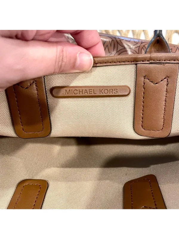 Michael Kors Jodie Small Logo Jacquard Tote Bag in Luggage Tan - Image 8