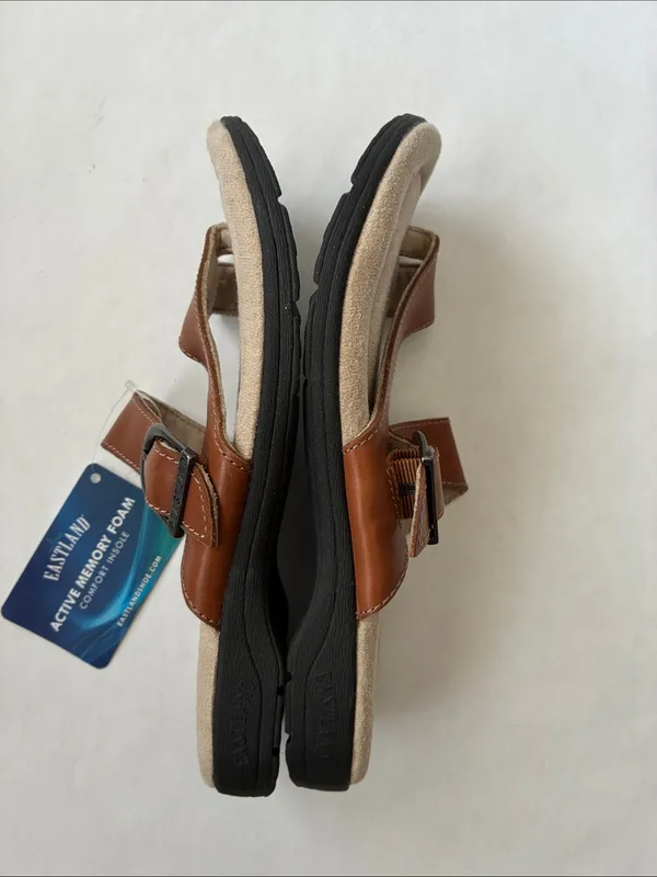 Eastland Women’s Tan Brown Buckle Comfort Slide Sandals - Image 7
