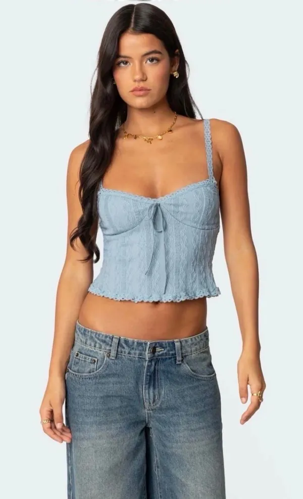 Edikted Blue Lace Top - Image 4
