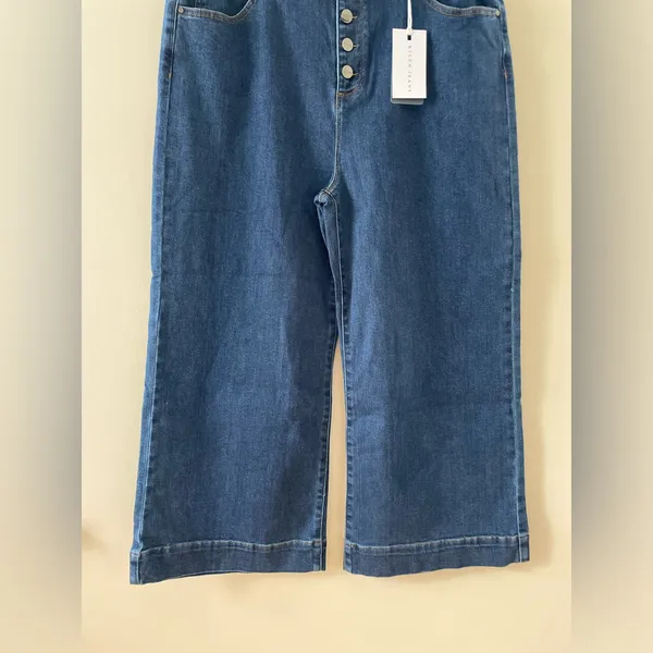 RISEN Jeans High Rise Wide Leg Button Fly Dark Wash Denim Size 2X 18 / 20 NWT - Image 7