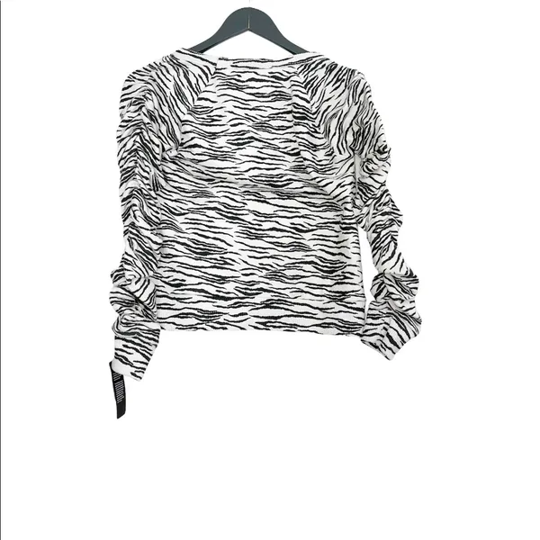 NWT Chaser BLISS KNIT SHIRRED RAGLAN PULLOVER XS Animal Prit Black White Y2k - Image 7