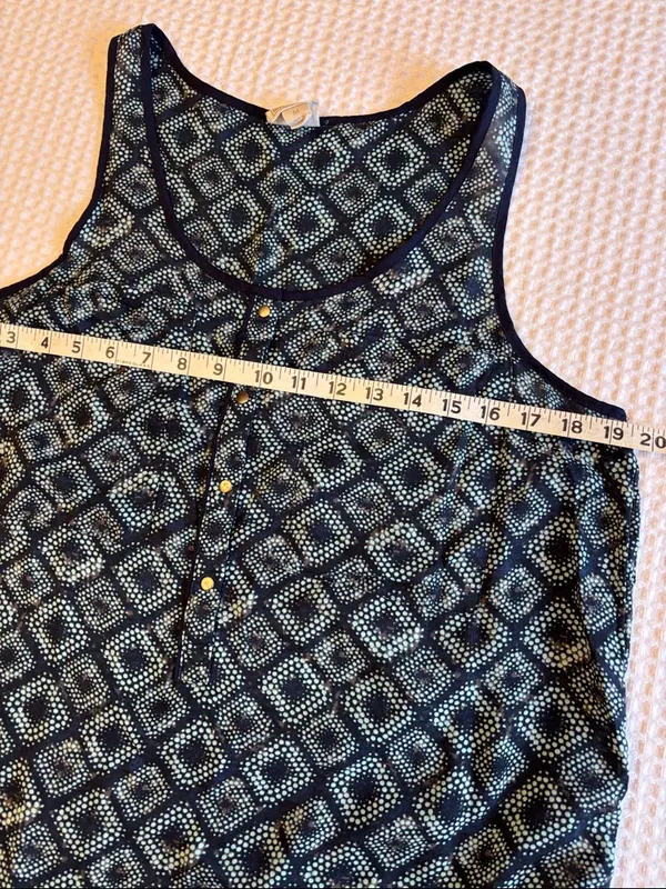 Converse Medium Navy Turquoise Blue Tile Geometric Henley Tank Top - Image 11