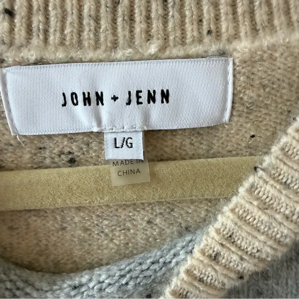ANTHROPOLOGIE JOHN + Jenn Colorblock Sweater in Black, Gray, and Brown Size Larg - Image 3