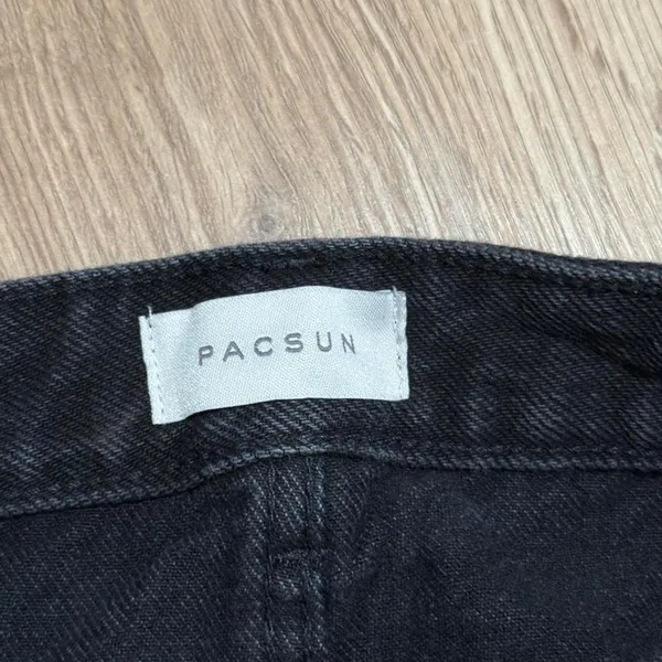 PacSun‎ Black Denim Mini Skirt High Waisted Cotton Size 24 Short Edgy Casual - Image 5