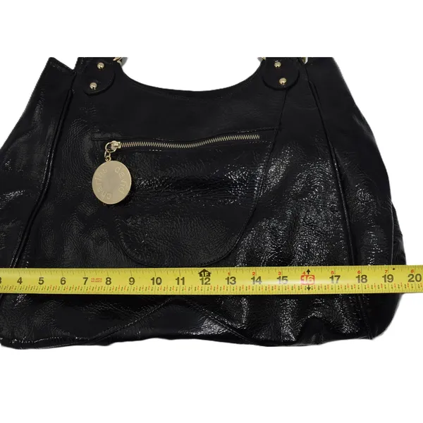 Charles David Hobo Bag Womens Large Black Patent Leather EUC Gold Hardware‎ - Image 14