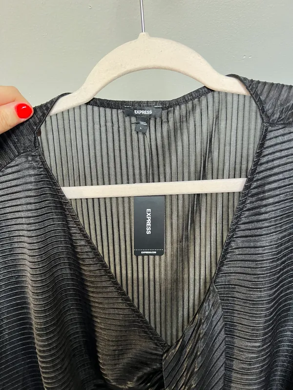 Sheer Black Ribbed Dress Top - Image 10