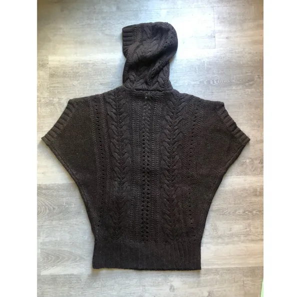 Vince Chunky Fisherman Knit Hooded Sweater Size S Alpaca Wool Blend - Image 2