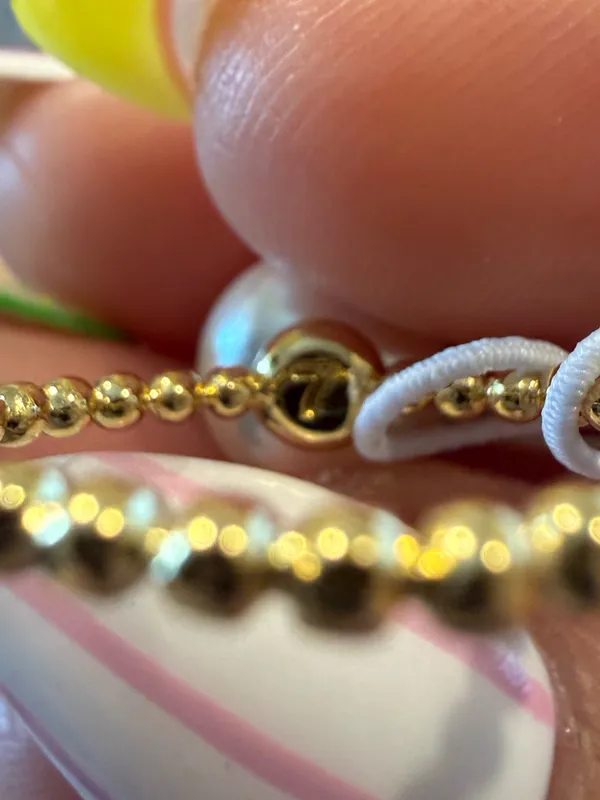 Tory Burch | Gold Plated & Pearl Beaded Band Ring | Size 7 - Image 4