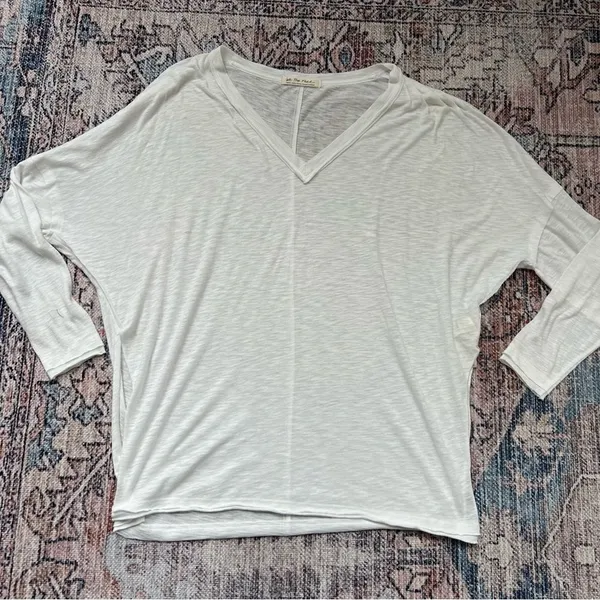 Free People We The Free On My Mind V Neck Dolman Sleeve Relaxed Shirt White Sm - Image 8