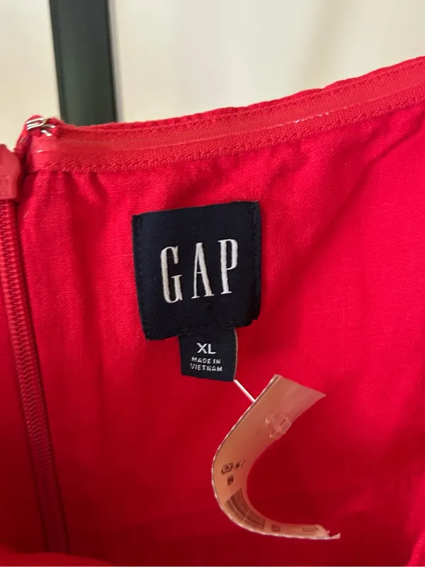 GAP Linen‎ Blend Mini Dress Bright Red Sleeveless Square Neck NWT Size XL - Image 4
