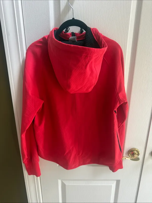 Nike Women’s  Red Hooded Jacket - Lightweight Zip Front - Image 2