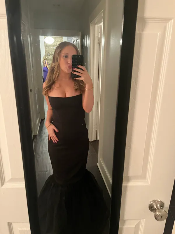 Oh Polly Black Trumpet Tulle Dress - Image 3