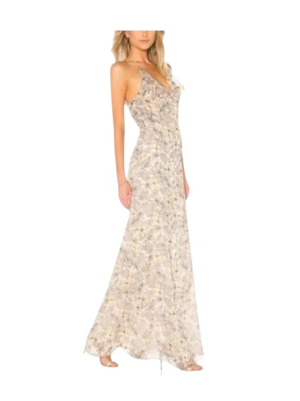 The Jetset Diaries TJD ⚘ Frangipani Maxi Dress ⚘ Gold Print ⚘ Large ⚘ Thigh Slit - Image 2