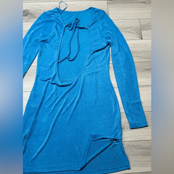 Lioness Electric Blue Long-Sleeve Backless Mini Dress - Image 12