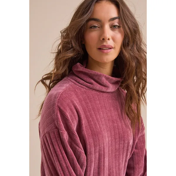 Altar'd State Burgundy Ribbed Turtleneck‎ Cropped Sweater Women's Medium - Image 2