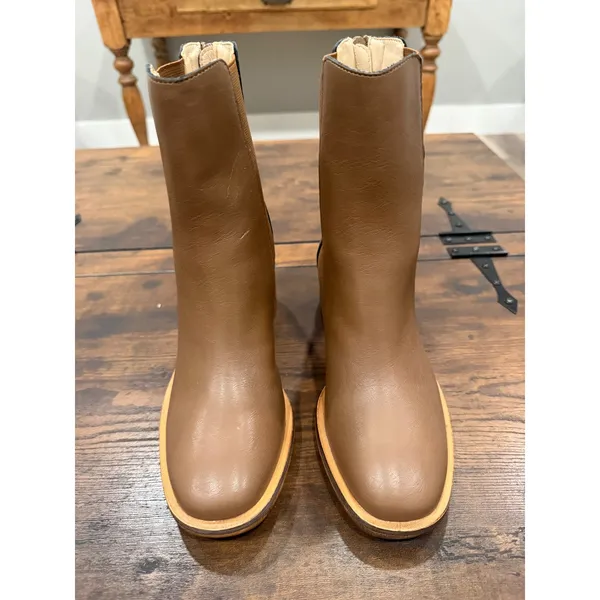 Oasis Society Ankle Boots Women Size 8‎ Brown Faux Leather Block Heel Minimalist - Image 3