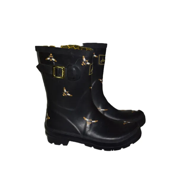 Joules Molly Rain‎ Boots Womens Size 7 Black Bumble Bee Print Mid Wellies Good - Image 2