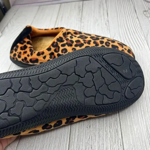 Womens Leopard Print Plush Faux Fur Lined Slip On House Slippers Size 10‎ - Image 2