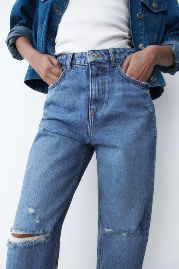 High Waisted Ripped Rigid Z1975 Mom Jeans - Image 2