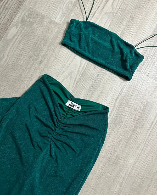 Tiger Mist Chantelle Top And Skirt Set In Green - Image 2