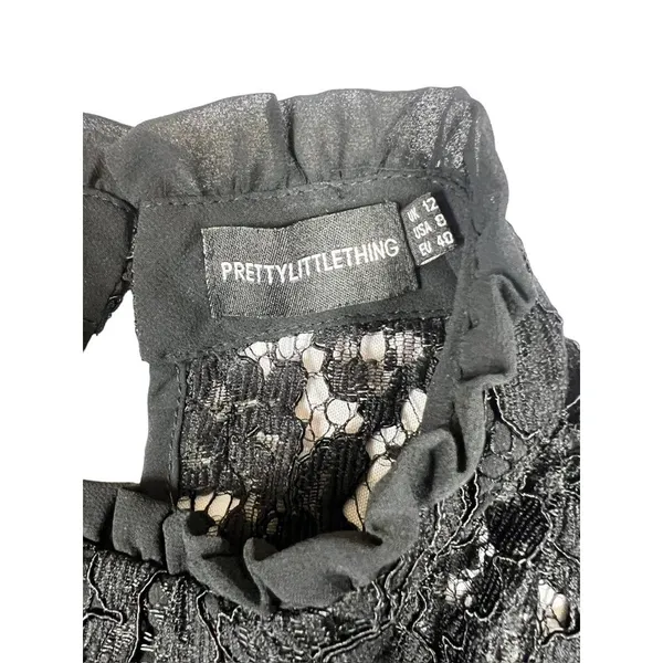 Pretty Little Thing Women's Black Lace Flare Sleeve Top - Image 3