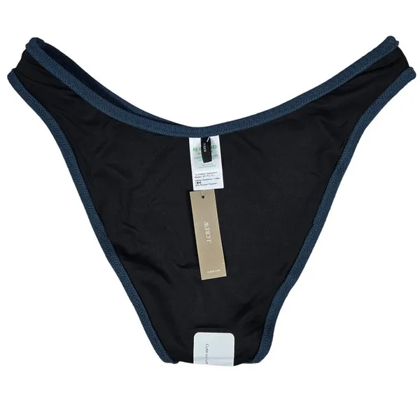 J. Crew Textured curved-waist cheeky bikini bottom in Navy L‎ NWT - Image 4