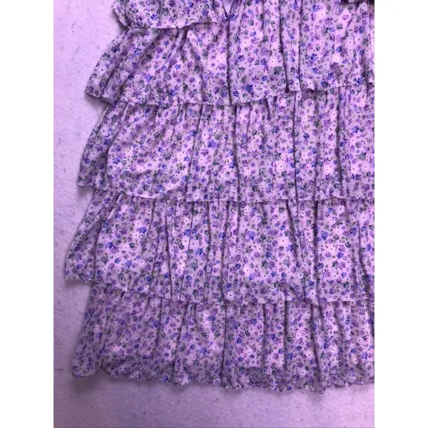 Altar'd State Halter Top Women Medium Purple Floral Tiered Ruffle Rosette Boho - Image 7