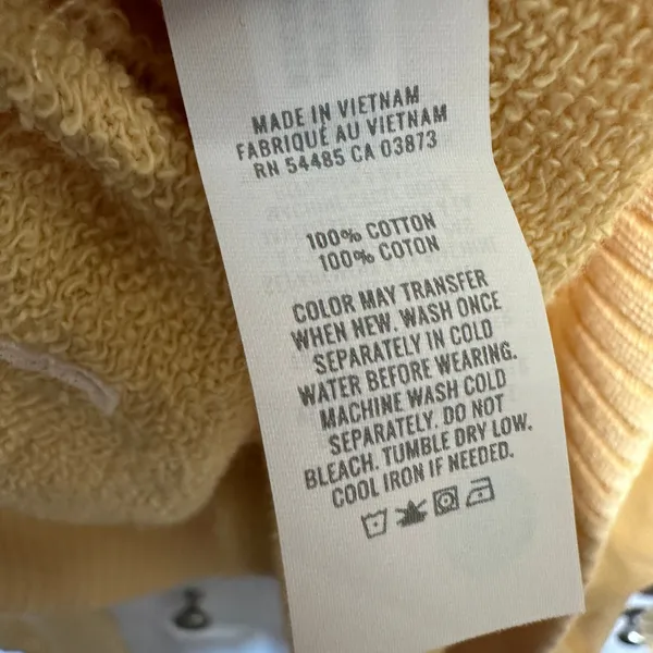 Aerie Hoodie Womens Medium Butter Yellow V-Neck Oversized Rib Trim French Terry - Image 5