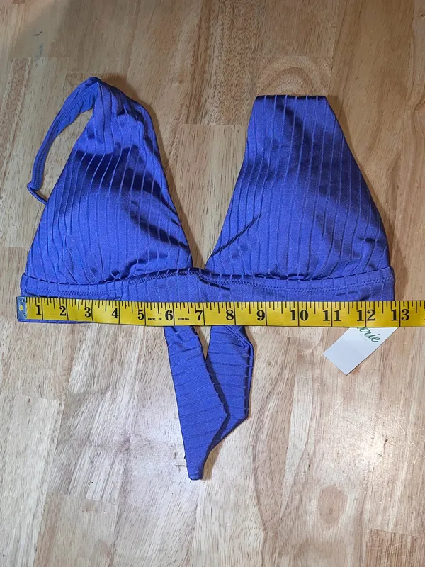 Large Aerie Women’s Blue Rib Triangle Tie Back Bikini Top BNWTS $34.95 - Image 5