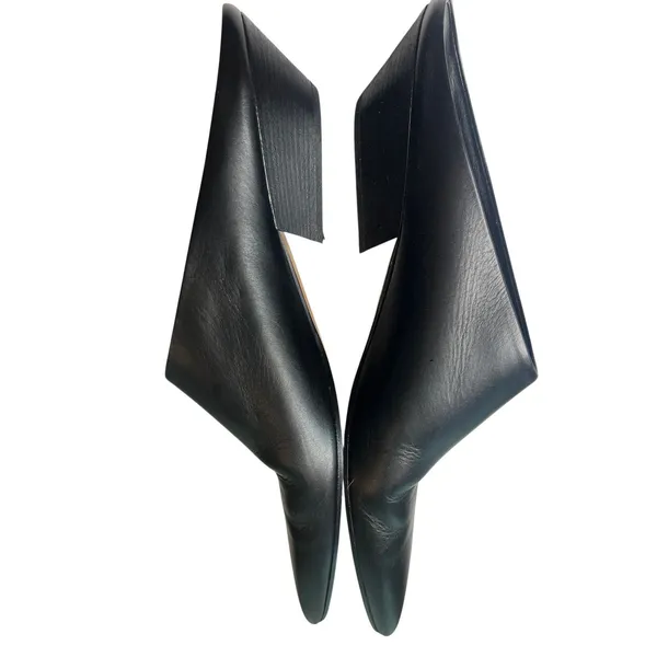 7 Vince Vigo Black Leather Mule minimalist Block Heel Bootie Backless Slip-on - Image 6